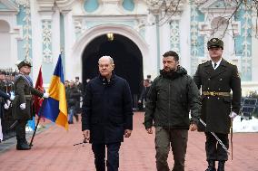 Ukrainian President and German Chancellor at Saint Sophia of Kyiv