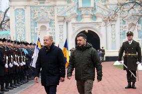 Ukrainian President and German Chancellor at Saint Sophia of Kyiv