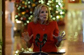 DC: First Lady Jill Biden hold a Holiday Message to the Nation deliver remarks