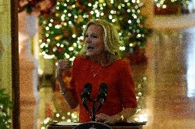 DC: First Lady Jill Biden hold a Holiday Message to the Nation deliver remarks