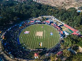 Aerial View Of Nepal Premier League Match At Kirtipur Ground, Nepal.