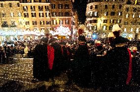 Rome Inaugurates Christmas With The Lighting Of Bulgari In Piazza Spagna