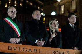 Rome Inaugurates Christmas With The Lighting Of Bulgari In Piazza Spagna