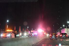 George Washington Bridge Eastbound MidSpan Lanes Closed Due To Serious Vehicle Accident