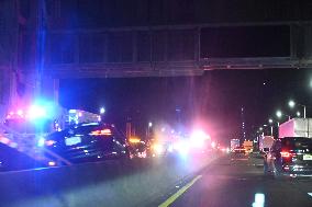 George Washington Bridge Eastbound MidSpan Lanes Closed Due To Serious Vehicle Accident