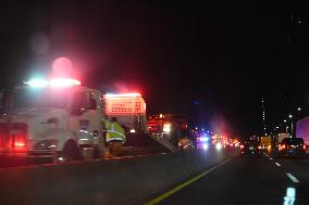 George Washington Bridge Eastbound MidSpan Lanes Closed Due To Serious Vehicle Accident