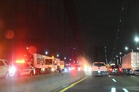 George Washington Bridge Eastbound MidSpan Lanes Closed Due To Serious Vehicle Accident