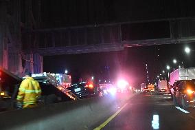 George Washington Bridge Eastbound MidSpan Lanes Closed Due To Serious Vehicle Accident