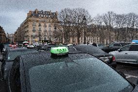 Taxis On Strike Rally In Paris