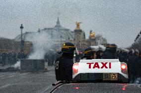 Taxis On Strike Rally In Paris