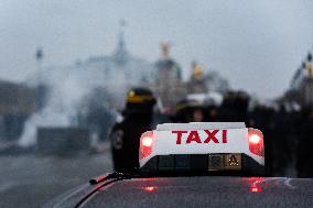 Taxis On Strike Rally In Paris