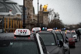 Taxis On Strike Rally In Paris