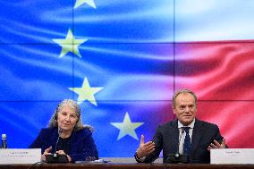 Secretary-General Of The Council Of The EU Therese Blanchet Meets Donald Tusk.