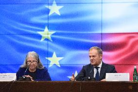 Secretary-General Of The Council Of The EU Therese Blanchet Meets Donald Tusk.