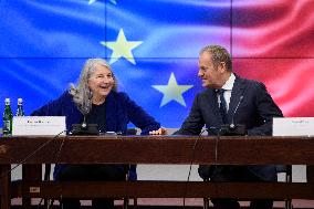 Secretary-General Of The Council Of The EU Therese Blanchet Meets Donald Tusk.