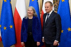 Secretary-General Of The Council Of The EU Therese Blanchet Meets Donald Tusk.