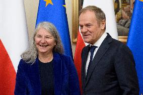 Secretary-General Of The Council Of The EU Therese Blanchet Meets Donald Tusk.