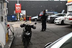 Two Men Stabbed During An Attempted Robbery Of A Vehicle At A Shell Gas Station In The Sunset Park Section Of Brooklyn New York