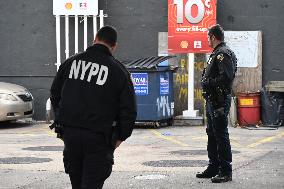 Two Men Stabbed During An Attempted Robbery Of A Vehicle At A Shell Gas Station In The Sunset Park Section Of Brooklyn New York