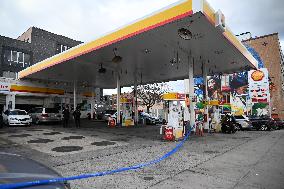 Two Men Stabbed During An Attempted Robbery Of A Vehicle At A Shell Gas Station In The Sunset Park Section Of Brooklyn New York