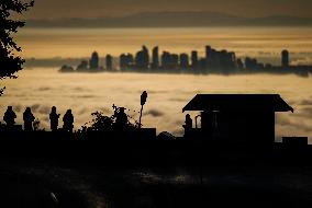 Fog Shrouds The Downtown Skyline - Vancouver