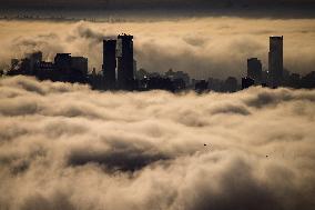 Fog Shrouds The Downtown Skyline - Vancouver