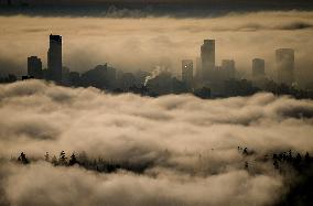 Fog Shrouds The Downtown Skyline - Vancouver