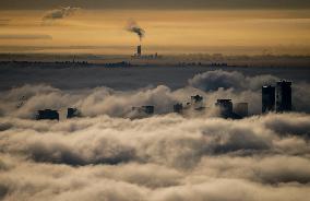 Fog Shrouds The Downtown Skyline - Vancouver