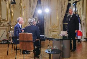 PM Barnier At Televised Interview - Paris