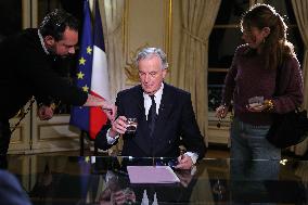 PM Barnier At Televised Interview - Paris