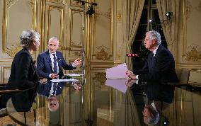 PM Barnier At Televised Interview - Paris