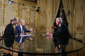 PM Barnier At Televised Interview - Paris