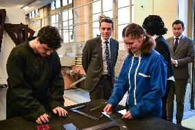 French Deputy Minister for Academic and Vocational
Success Alexandre Portier visits the Lucas de Nehou High School in Paris FA