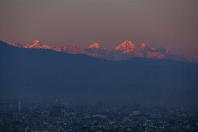 Mountain Ranges Illuminate Kathmandu