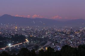 Mountain Ranges Illuminate Kathmandu