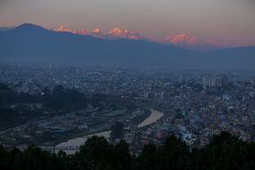 Mountain Ranges Illuminate Kathmandu