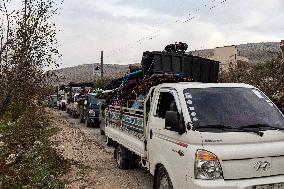 Syrian Kurds Flee From North Of Aleppo To Afrin - Syria