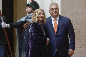 Giorgia Meloni Receives Viktor Orban - Rome