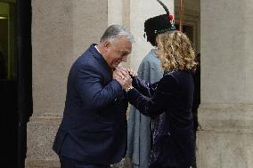 Giorgia Meloni Receives Viktor Orban - Rome