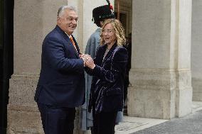 Giorgia Meloni Receives Viktor Orban - Rome