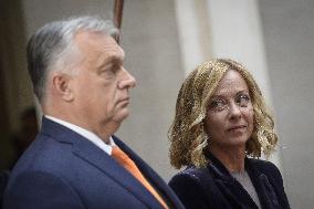 Giorgia Meloni Receives Viktor Orban - Rome