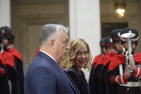 Giorgia Meloni Receives Viktor Orban - Rome