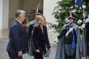 Giorgia Meloni Receives Viktor Orban - Rome