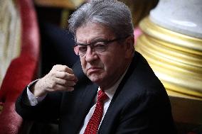 Jean-Luc Melenchon during session of no-confidence votes at the National Assembly - Paris