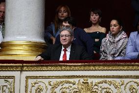 Jean-Luc Melenchon during session of no-confidence votes at the National Assembly - Paris