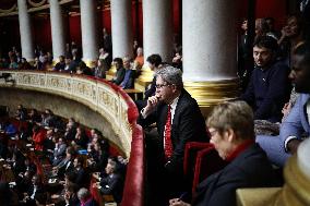 Jean-Luc Melenchon during session of no-confidence votes at the National Assembly - Paris