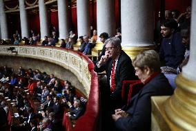 Jean-Luc Melenchon during session of no-confidence votes at the National Assembly - Paris