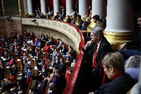 Jean-Luc Melenchon during session of no-confidence votes at the National Assembly - Paris