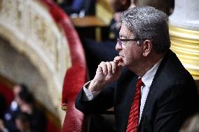 Jean-Luc Melenchon during session of no-confidence votes at the National Assembly - Paris