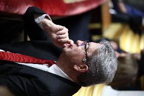 Jean-Luc Melenchon during session of no-confidence votes at the National Assembly - Paris